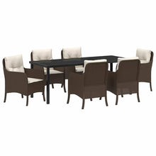 Tuin Eettafelset Met Kussen 7 Pcs Bruin Poly Rattan