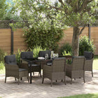 Tuin eettafelset poly rattan grijs 7-delig
