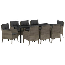 Tuin Eetset Met Kussen 9 Pcs Grijs Poly Riet