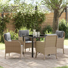 Tuin eettafelset poly rattan beige 5-delig