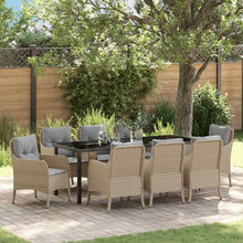 Tuin Eettafelset Met Kussen 9 Pcs Beige Poly Rattan