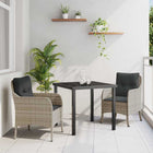 Tuin eettafelset poly rattan lichtgrijs 3-delig