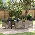 Tuinset 7-delig poly rattan lichtgrijs