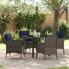 Garden dining set with cushion 5 pcs Grey poly rattan