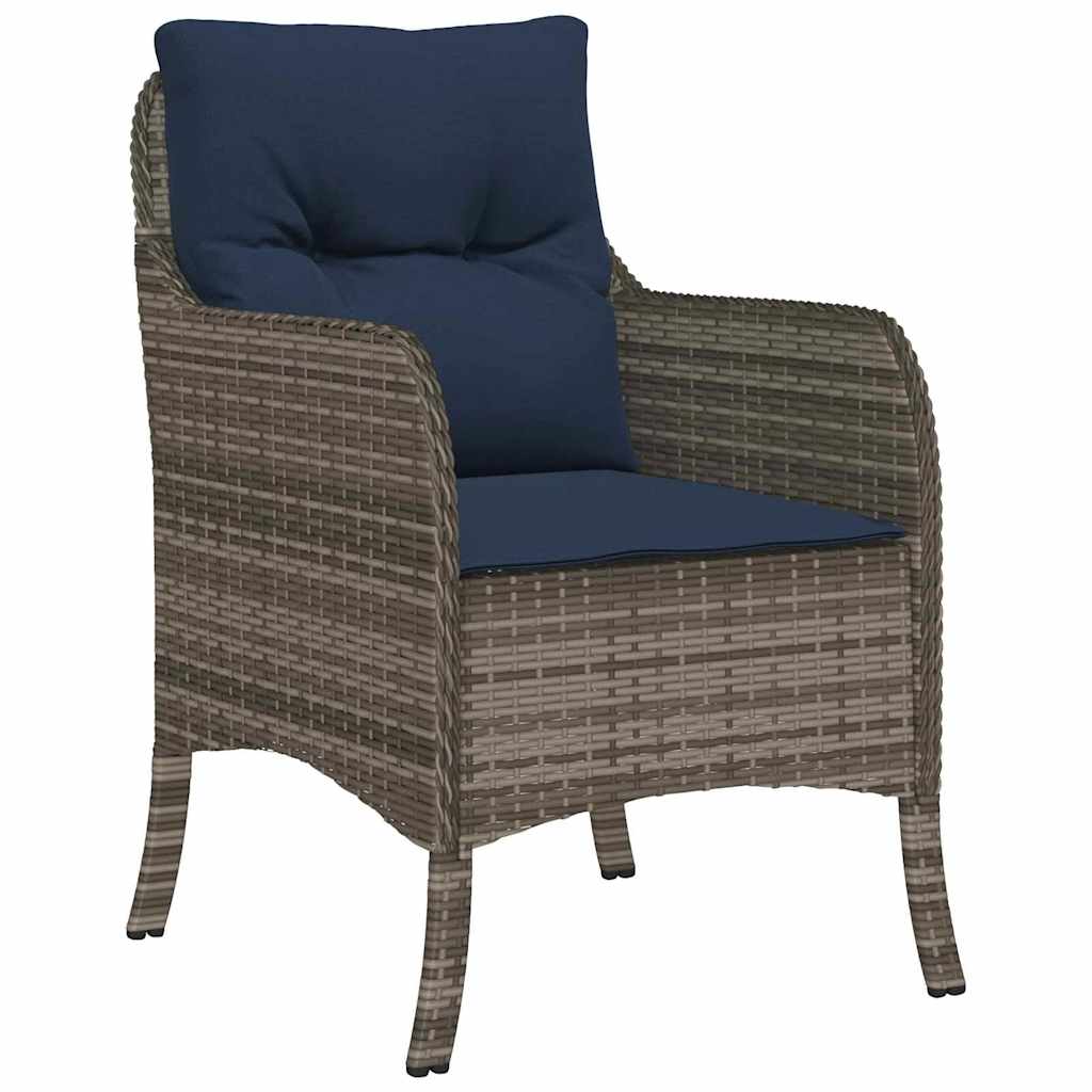 Tuin eettafelset met kussen 5 pcs Grijs poly rattan
