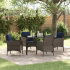 Garden dining set with cushion 5 pcs Grey poly rattan