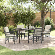 Tuin eettafelset poly rattan zwart 4 personen