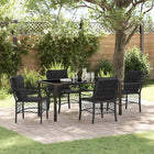 Tuin eettafelset poly rattan 4 personen zwart