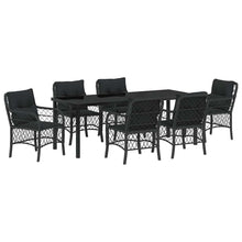 Tuin Eettafelset Met Kussen 7 Pcs Zwart Poly Rattan