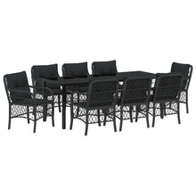 Tuin Eetset Met Kussen 9 Pcs Zwart Poly Riet