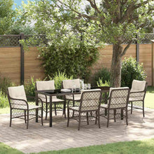Tuin Eettafelset Met Kussen 7 Pcs Bruin Poly Rattan
