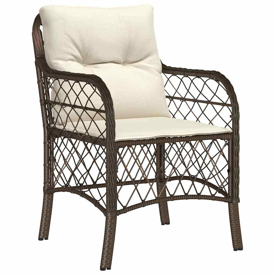 Tuin Eettafelset Met Kussen 9 Pcs Bruin Poly Rattan