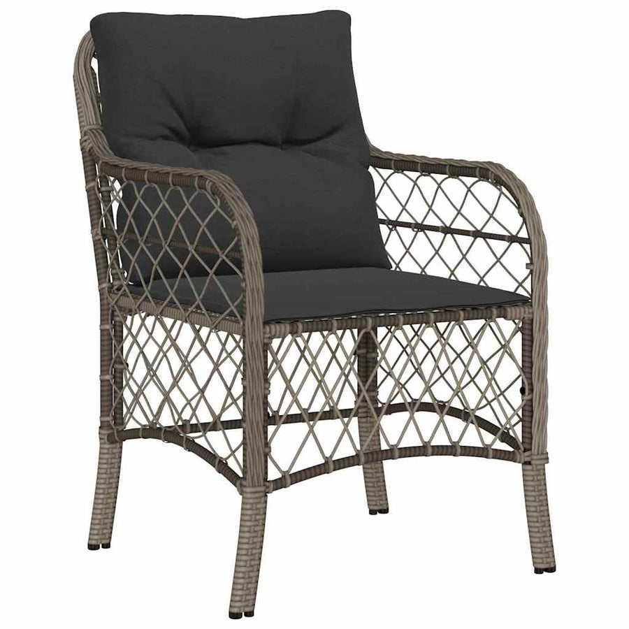 Tuin eettafelset met kussen 7 pcs Grijs poly rattan