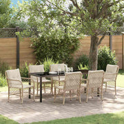 Tuin eettafelset 7-delig poly rattan beige