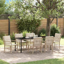 Tuin Eettafelset Met Kussen 7 Pcs Beige Poly Rattan
