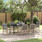 Tuin eettafelset 7-delig poly rattan beige