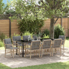 Tuin Eettafelset Met Kussen 9 Pcs Beige Poly Rattan