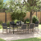 Tuin eettafelset 7-delig lichtgrijs poly rattan
