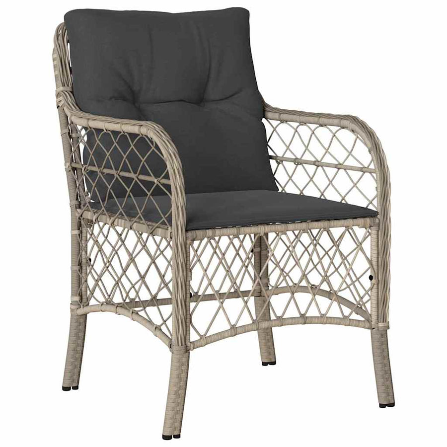 Tuin Eettafelset Met Kussen 7 Pcs Lichtgrijs Poly Rattan
