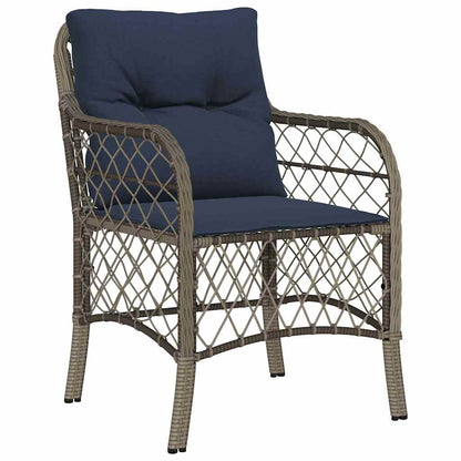 Tuin eettafelset met kussen 3 pcs Grijs en zwart Rattan