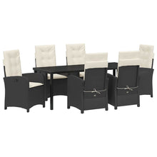 Tuin Eettafelset Met Kussen 7 Pcs Zwart Poly Rattan