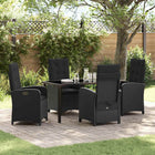 Tuin eettafelset poly rattan zwart 5-delig