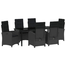 Tuin Eettafelset Met Kussen 7 Pcs Zwart Poly Rattan