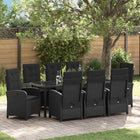 Tuinset poly rattan 9-delig zwart
