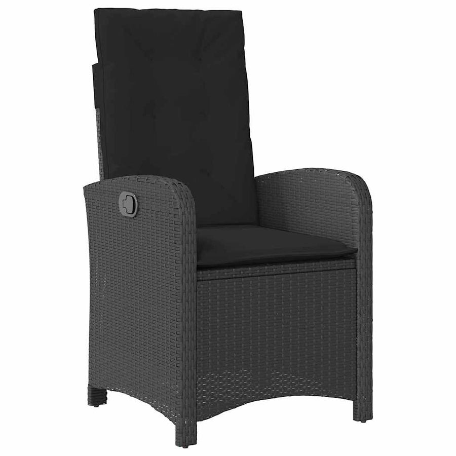 Tuin Eettafelset Met Kussen 9 Pcs Zwart Poly Rattan