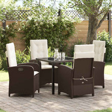 Tuin eettafelset met kussen 5 pcs Bruin poly rattan