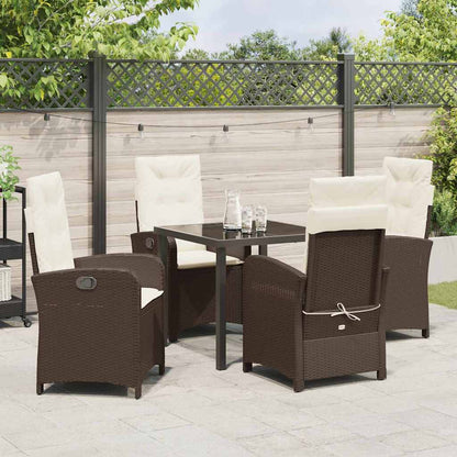 Tuin eettafelset met kussen 5 pcs Bruin poly rattan