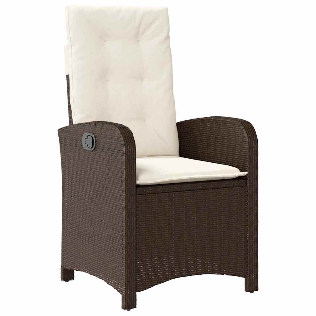 Tuin eettafelset met kussen 5 pcs Bruin poly rattan