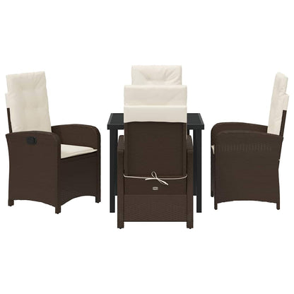 Tuin eettafelset met kussen 5 pcs Bruin poly rattan