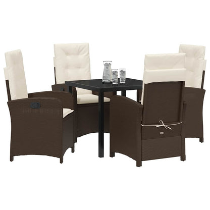 Tuin eettafelset met kussen 5 pcs Bruin poly rattan