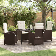 Tuin eettafelset met kussen 5 pcs Bruin poly rattan