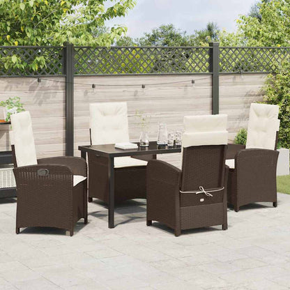 Tuin eettafelset met kussen 5 pcs Bruin poly rattan