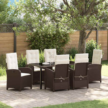 Tuin eettafelset met kussen 7 pcs Bruin poly rattan