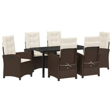 Tuin eettafelset met kussen 7 pcs Bruin poly rattan