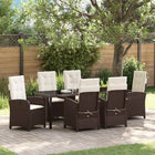 Tuin eettafelset poly rattan bruin 7-delig met kussens