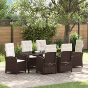 Tuin eettafelset poly rattan bruin 7-delig met kussens