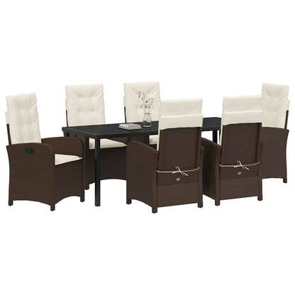 Tuin Eettafelset Met Kussen 7 Pcs Bruin Poly Rattan