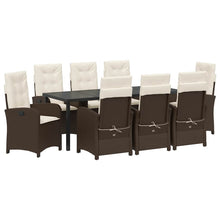 Tuin Eettafelset Met Kussen 9 Pcs Bruin Poly Rattan