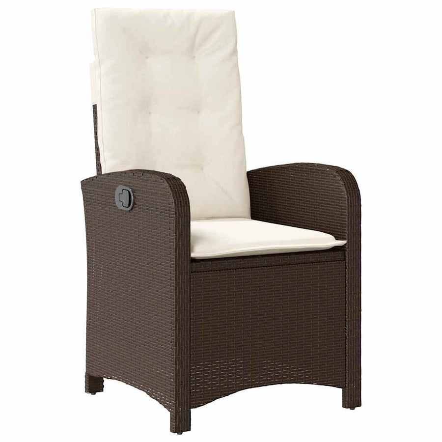 Tuin Eettafelset Met Kussen 9 Pcs Bruin Poly Rattan