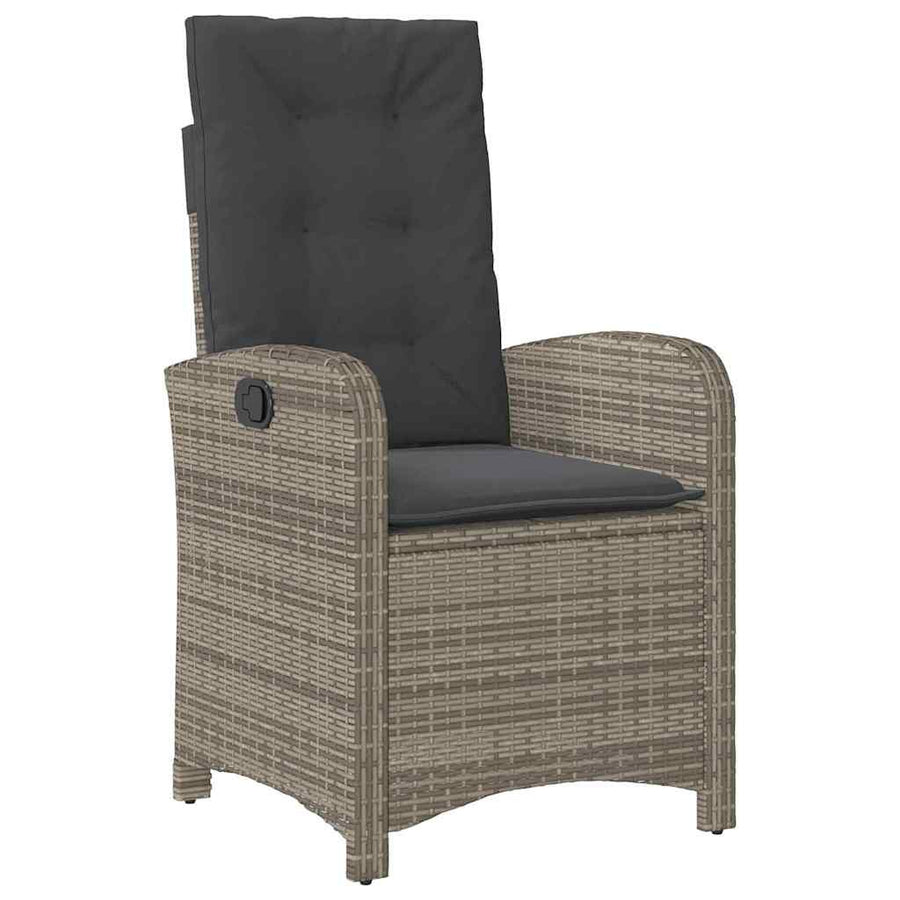 Tuin Eettafelset Met Kussen 7 Pcs Grijs Poly Rattan