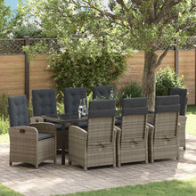 Tuin Eettafelset Met Kussen 9 Pcs Grijs Poly Rattan