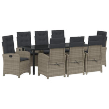 Tuin Eettafelset Met Kussen 9 Pcs Grijs Poly Rattan