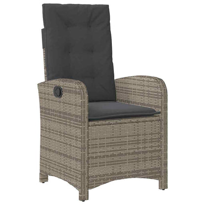 Tuin Eettafelset Met Kussen 9 Pcs Grijs Poly Rattan