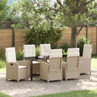 Tuin eettafelset 7-delig poly rattan beige