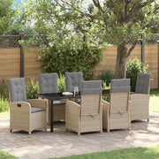 Tuinset poly rattan 7-delig beige met kussens