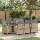 Tuinset 9-delig poly rattan beige met kussens